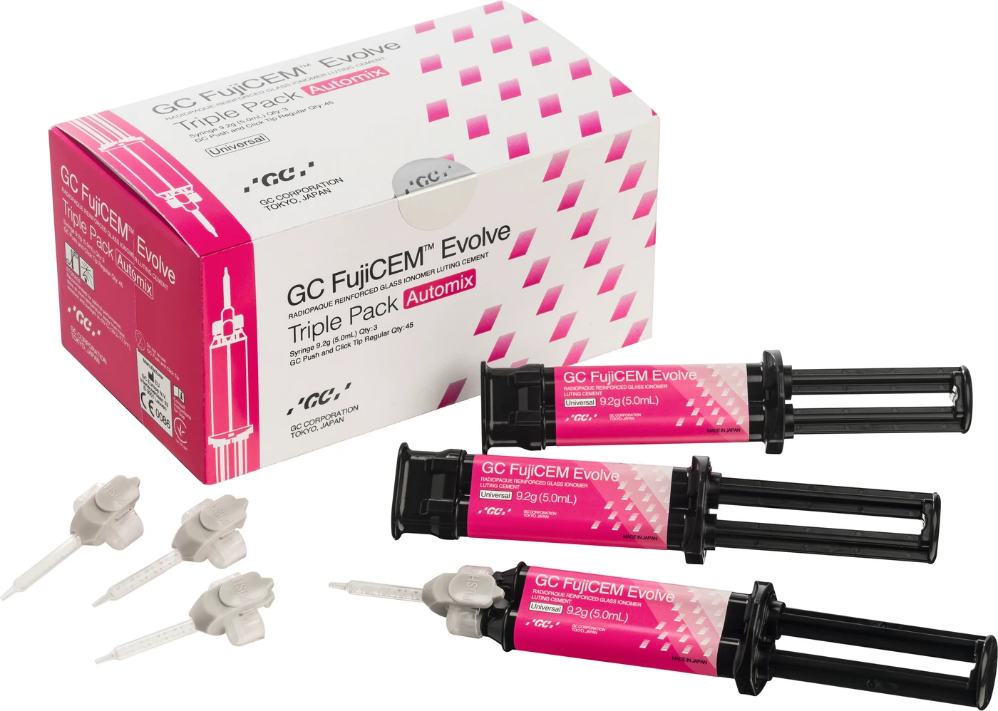 GC FujiCEM™ Evolve Packung Automix 3 x 9,2 g/ 5 ml Spritze, 45 Mixing Tips Regular