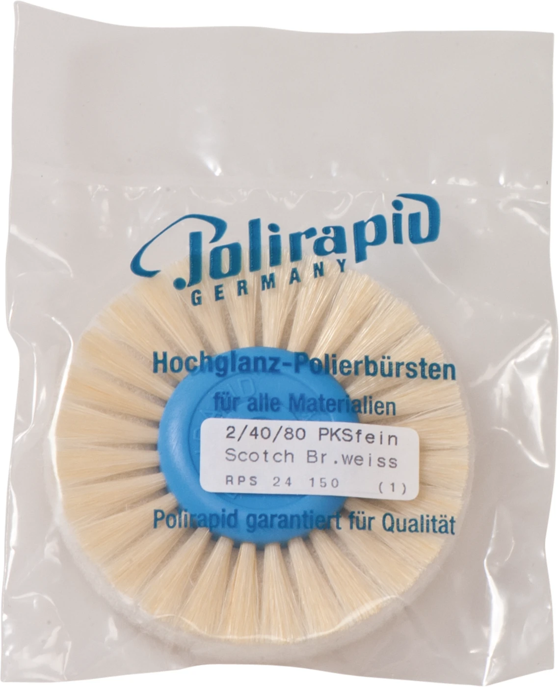 Prima Rundbürsten Einlage Stück 2-reihig, Einlage Fleece weiß fein, spitz, Kern: Ø 40 mm, Außen: Ø 80 mm