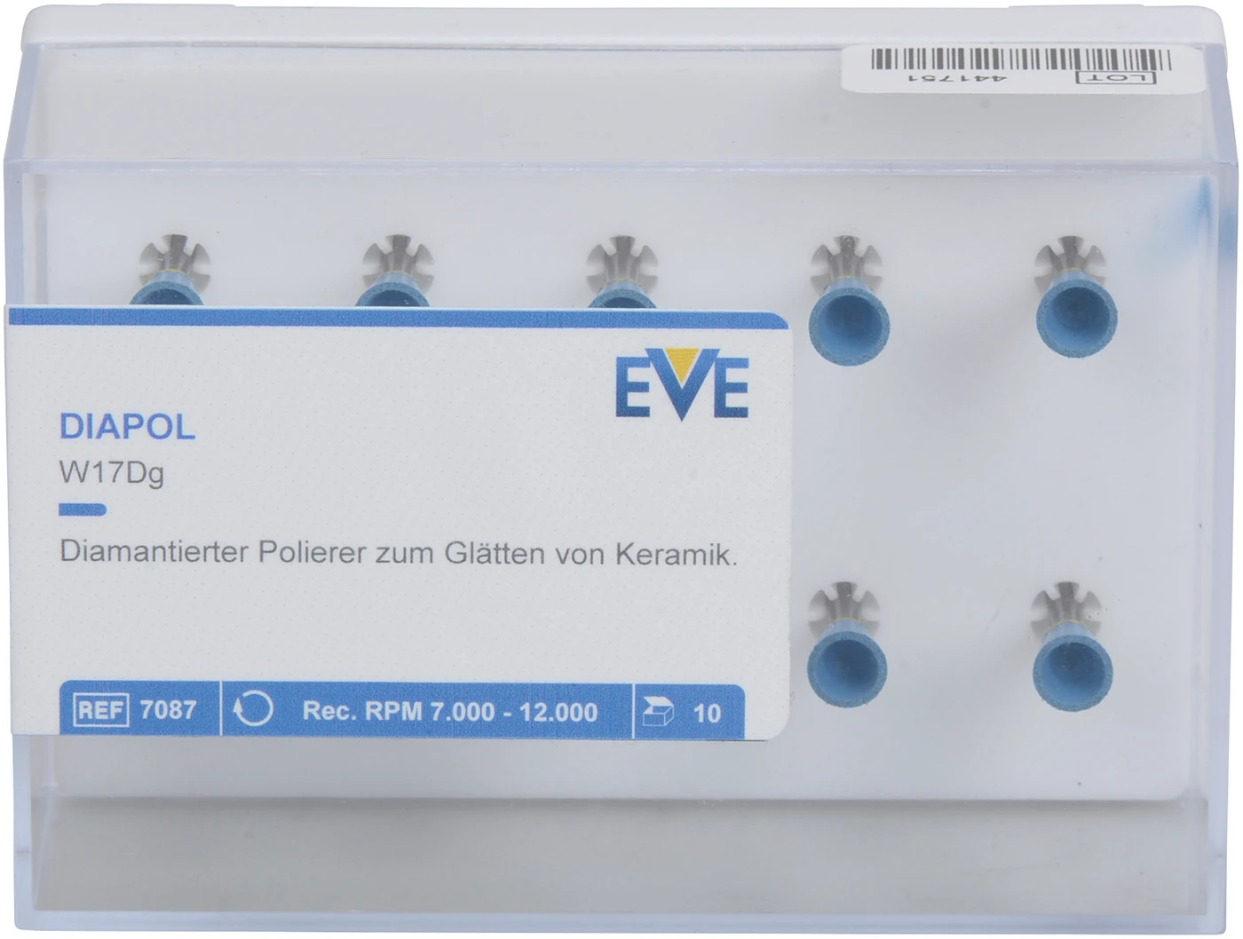 EVE DIAPOL® Packung 10 Stück blau grob, RA, Figur Kelch, 6 x 7,5 mm