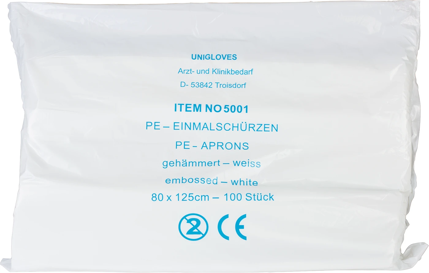 PE-EINMALSCHÜRZEN Karton 10 Beutel x 100 Stück, weiß, 80 x 125 cm PE-EINMALSCHÜRZEN Karton 10 Beutel x 100 Stück, weiß, 80 x 125 cm