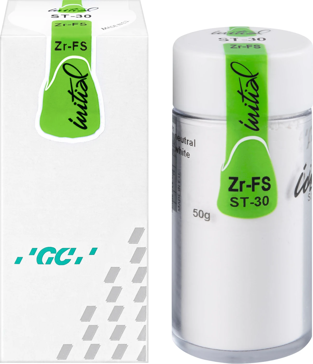 GC Initial™ Zr-FS Dose 50 g Pulver shoulder transparent ST-30 neutral white GC Initial™ Zr-FS Dose 50 g Pulver shoulder transparent ST-30 neutral white