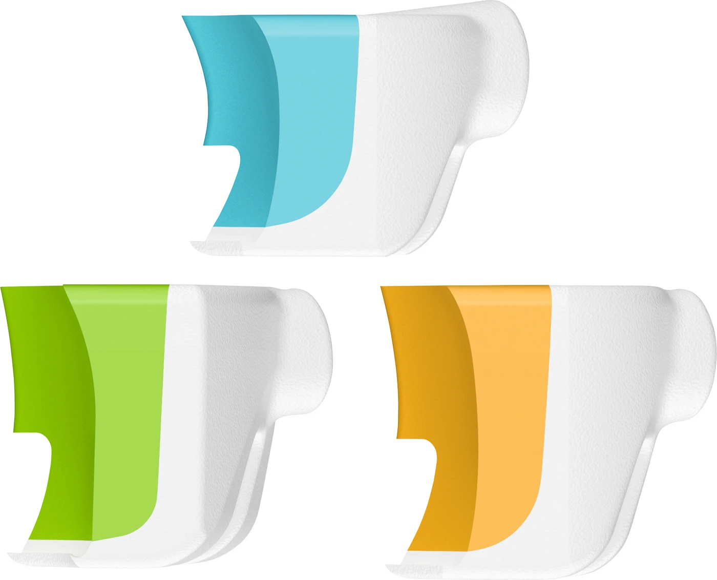 Strata-G™ Teilmatrizen-Ringe Set 3 Stück (1 x breit-grün, 1 x lang-orange, 1 x kurz-blau) Strata-G™ Teilmatrizen-Ringe Set 3 Stück (1 x breit-grün, 1 x lang-orange, 1 x kurz-blau)