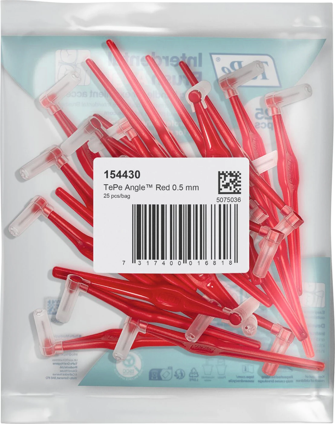 TePe® Interdentalbürsten Angle™ Packung 25 Stück rot, Ø 0,5 mm