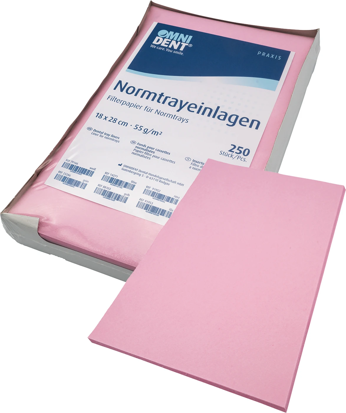 Normtrayeinlagen Packung 250 Stück 28 x 18 cm, rosa