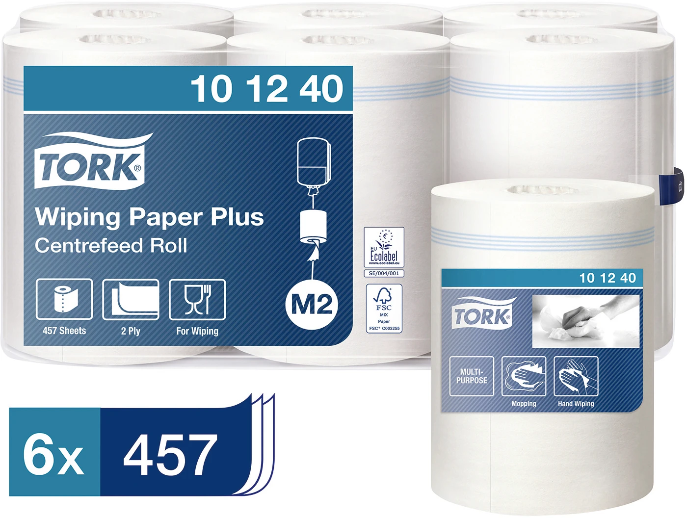 TORK® starke Mehrzweck Papierwischtücher Karton 6 x 457 Stück 2-lagig, 35 x 21,5 cm, weiß, M2 TORK® starke Mehrzweck Papierwischtücher Karton 6 x 457 Stück 2-lagig, 35 x 21,5 cm, weiß, M2