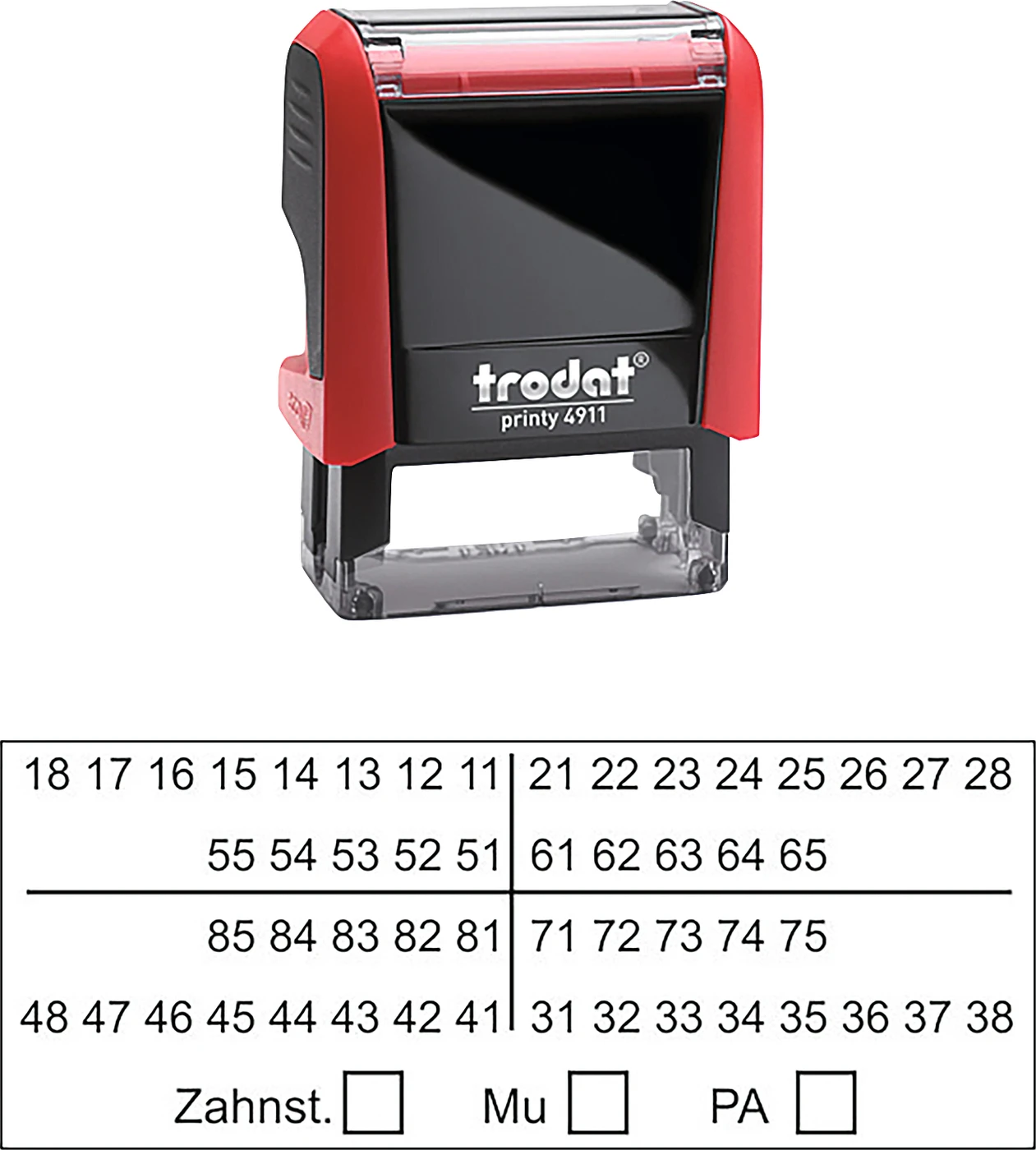 Zahnschema Z01 Stück Printy Stempelautomat rot