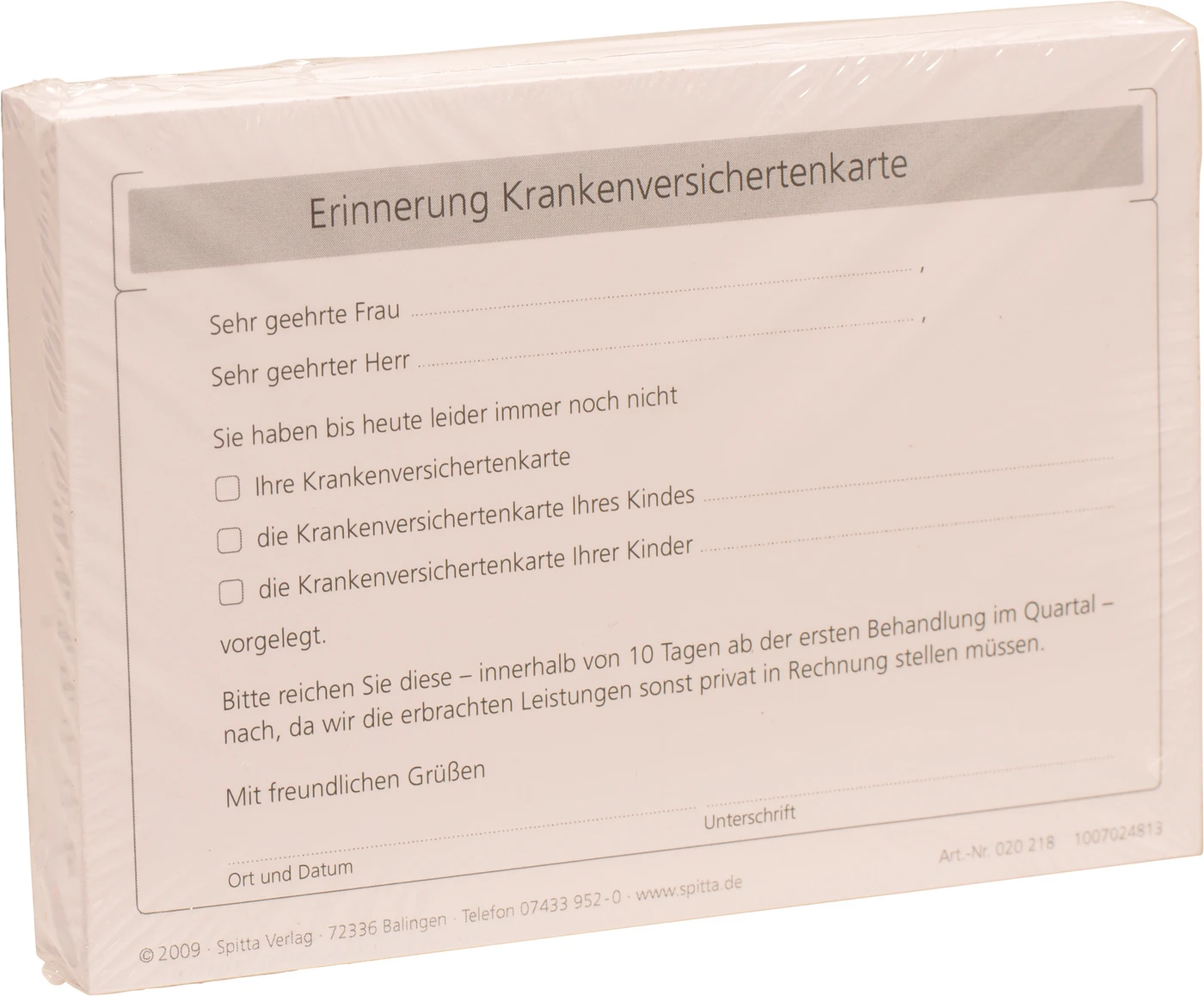 Erinnerung Krankenversichertenkarte Packung 100 Stück