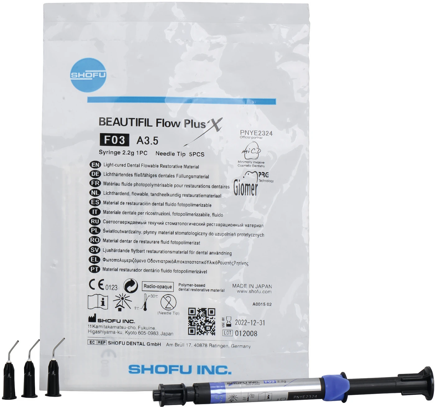 BEAUTIFIL Flow Plus X Spritze 2,2 g A3,5, F03 inklusive 5 Spritzenaufsätze