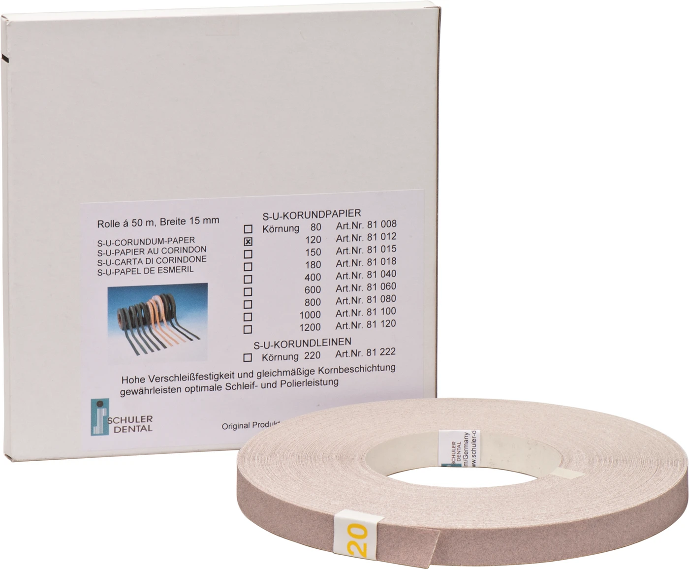 S-U-KORUNDPAPIER Rolle 50 m Papier Körnung 120