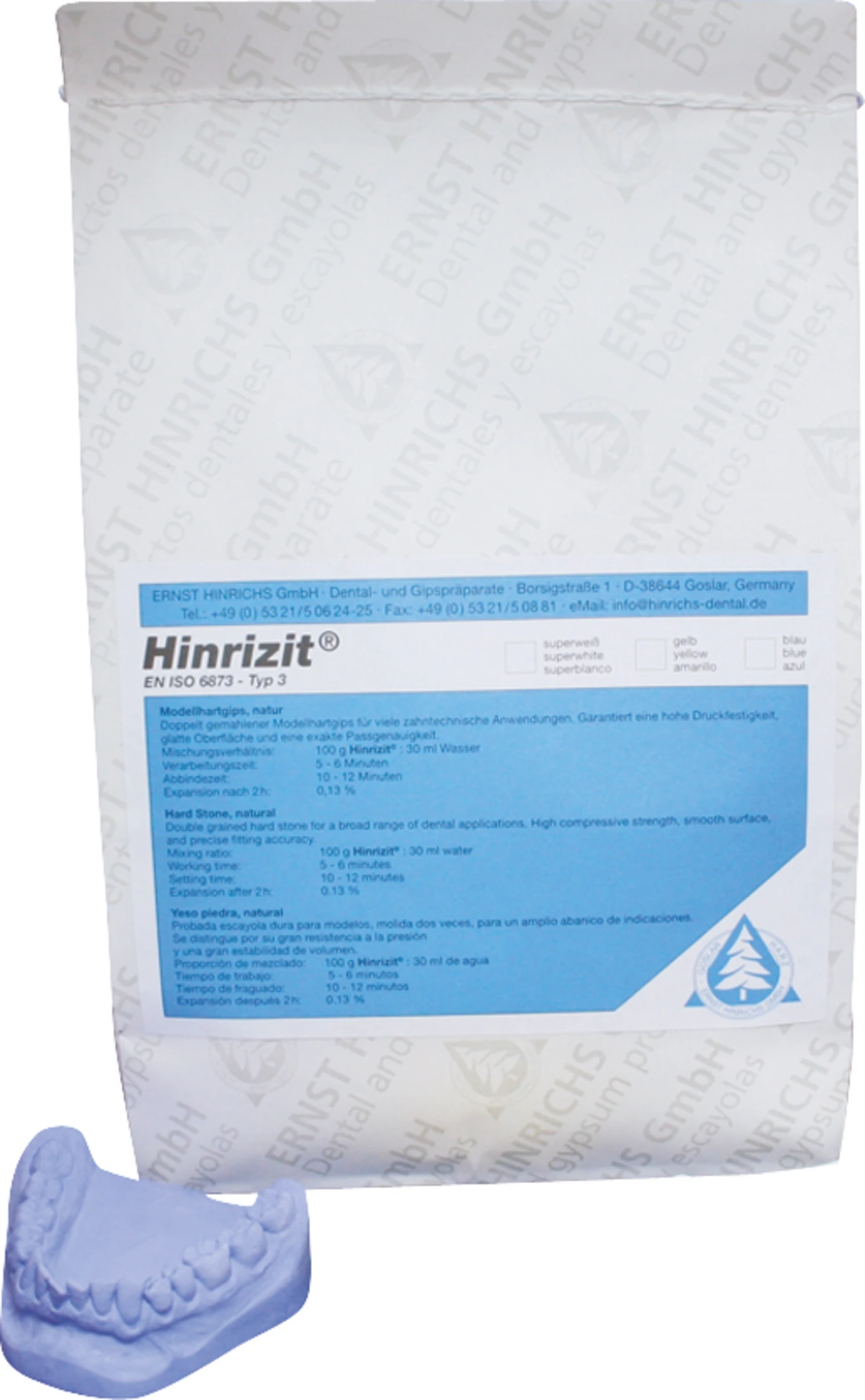 Hinrizit® Sack 25 kg Modellhartgips blau