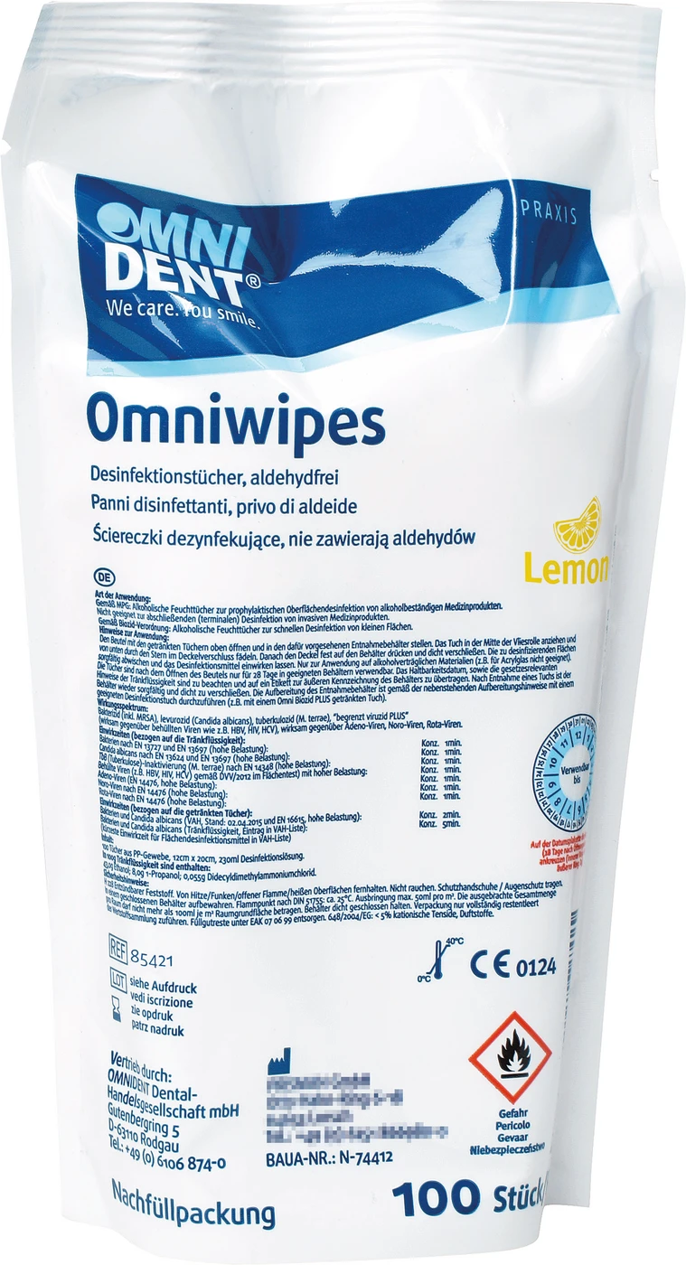 Omniwipes Lemon Beutel 100 Stück