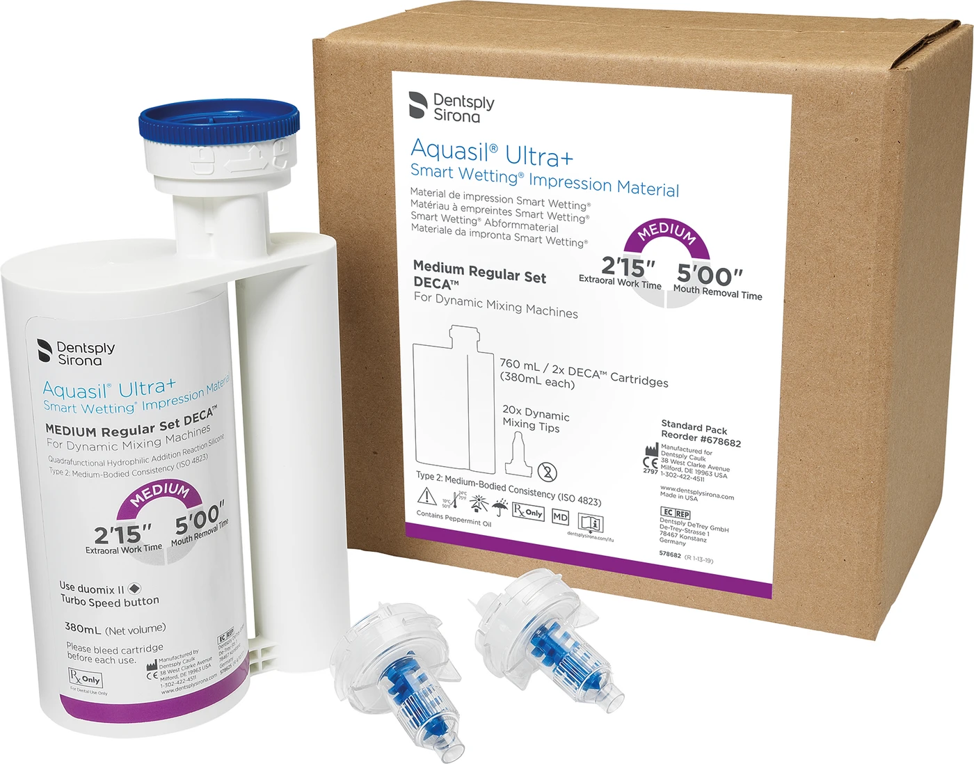 Aquasil® Ultra+ Packung 2 x 380 ml Doppelkartusche DECA Medium Regular Set, 20 Mischkanülen Aquasil® Ultra+ Packung 2 x 380 ml Doppelkartusche DECA Medium Regular Set, 20 Mischkanülen