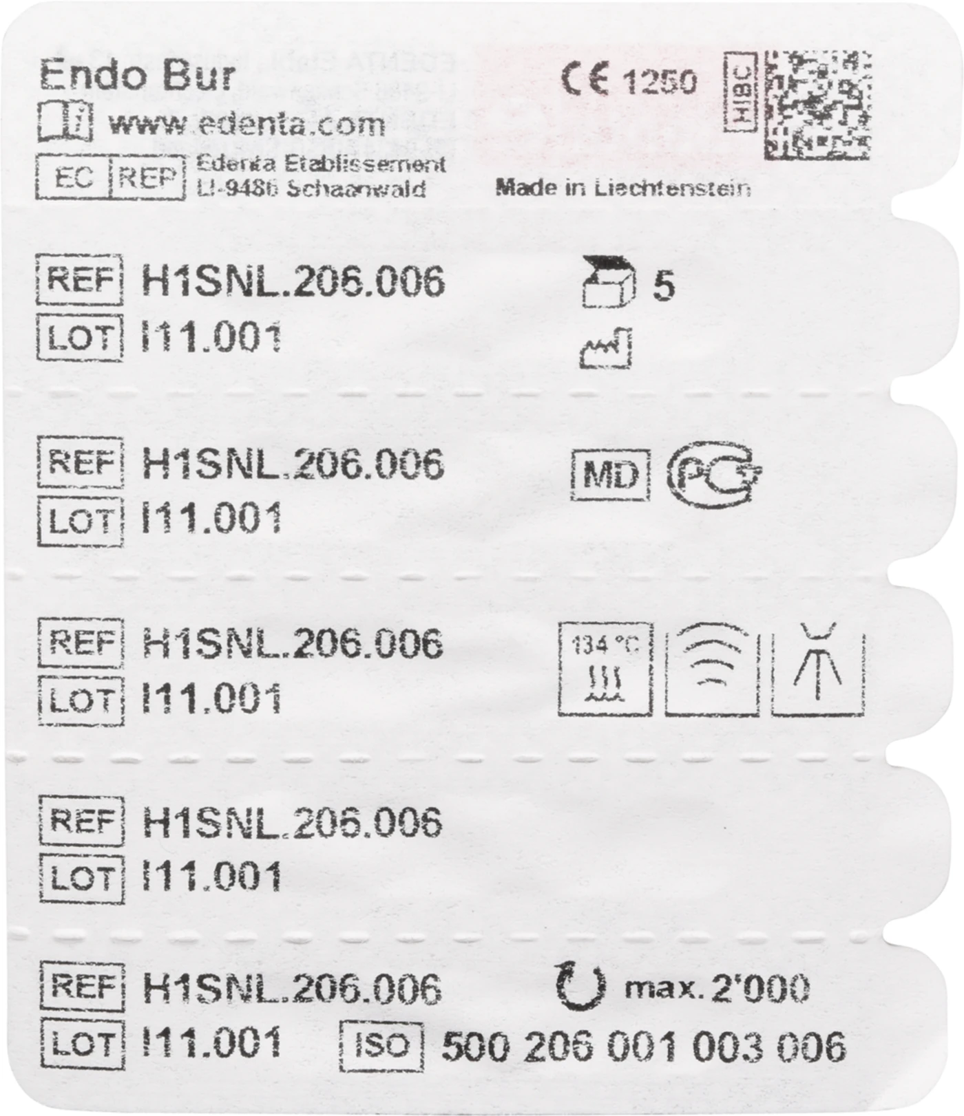 Endobohrer H1SNL Packung 6 Stück RAXL, Figur 001, ISO 006