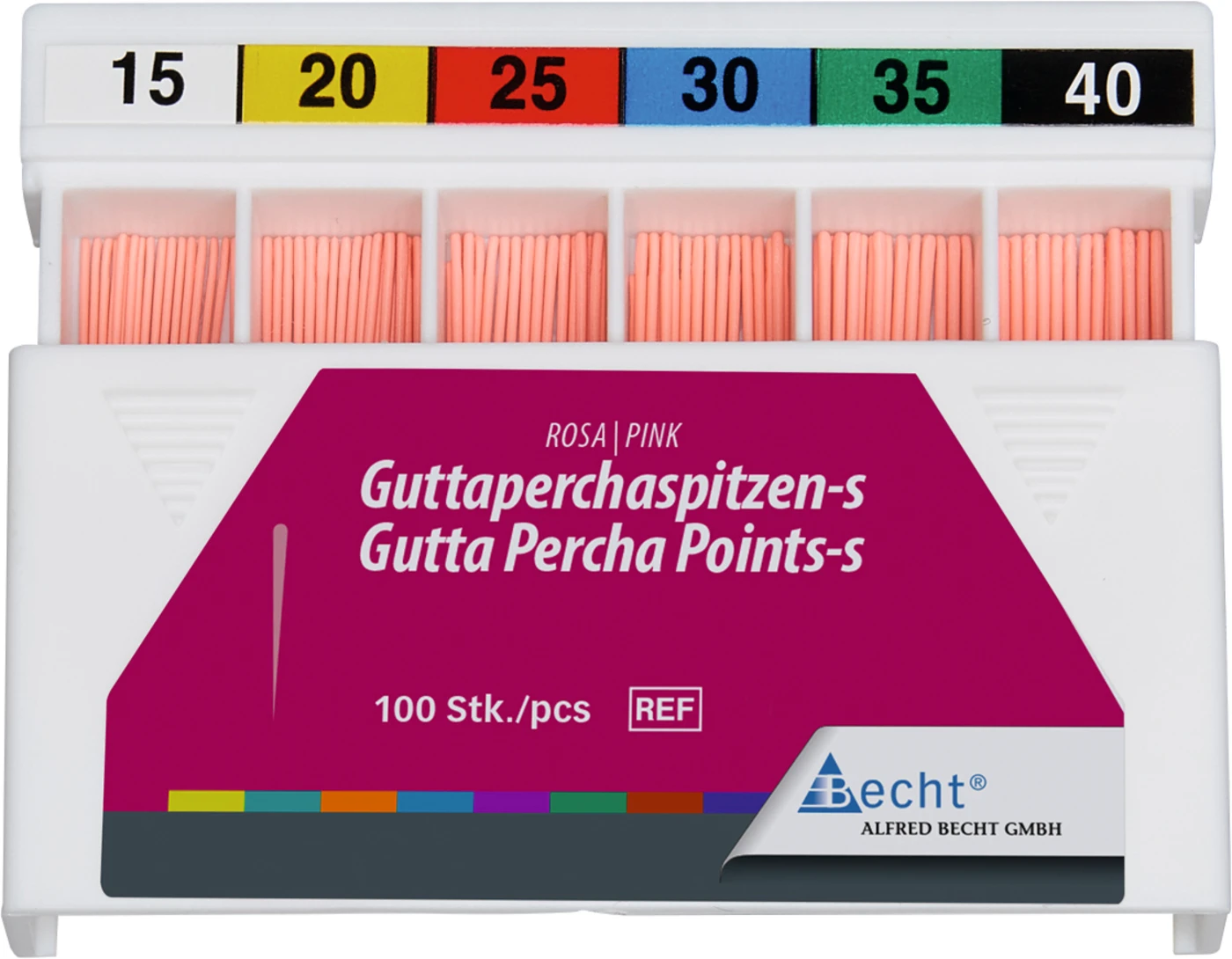 Guttaperchaspitzen rosa Packung 100 Stück ISO 035