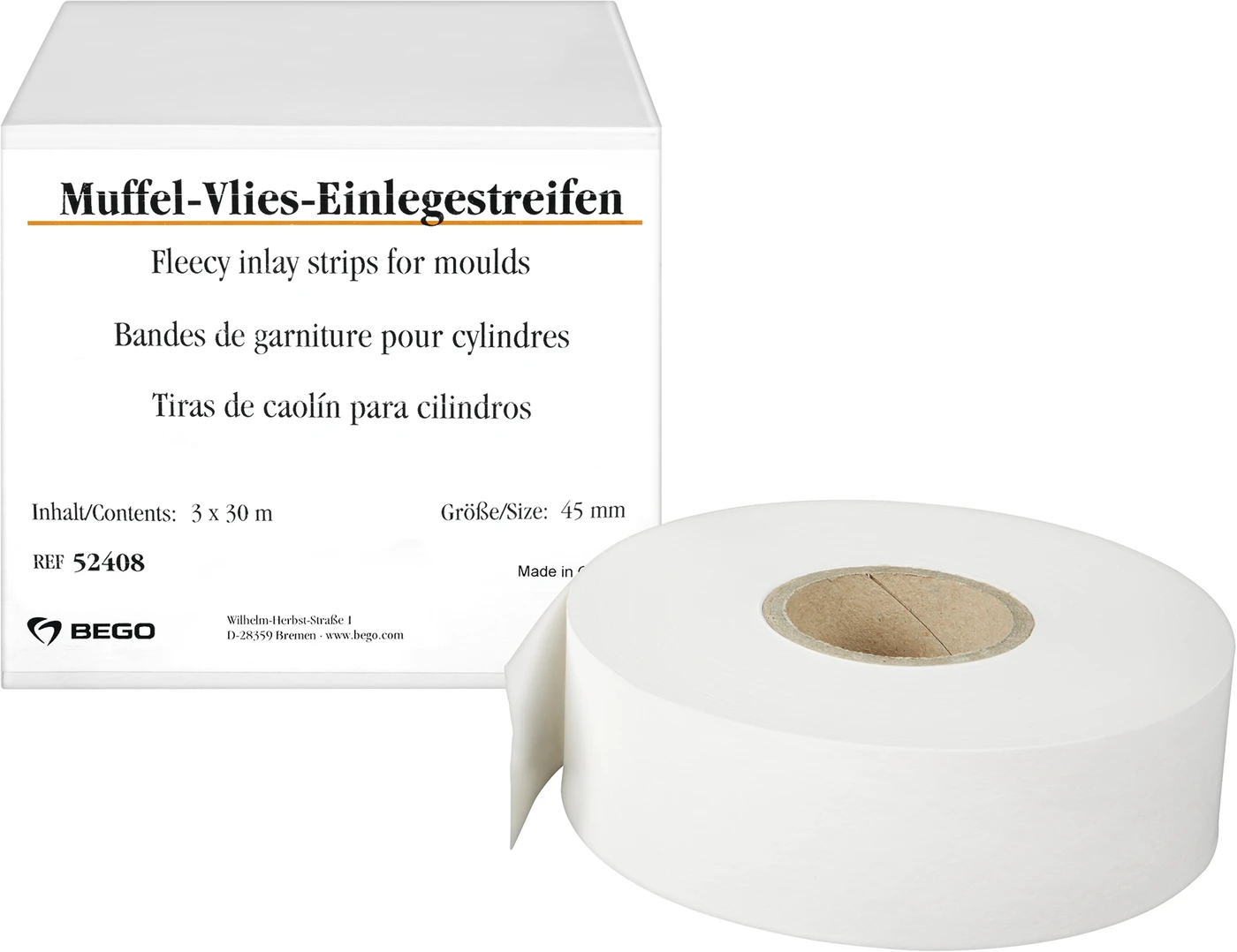 Muffel-Vlies-Einlegestreifen Packung 3 x 30 m, 45 mm Muffel-Vlies-Einlegestreifen Packung 3 x 30 m, 45 mm