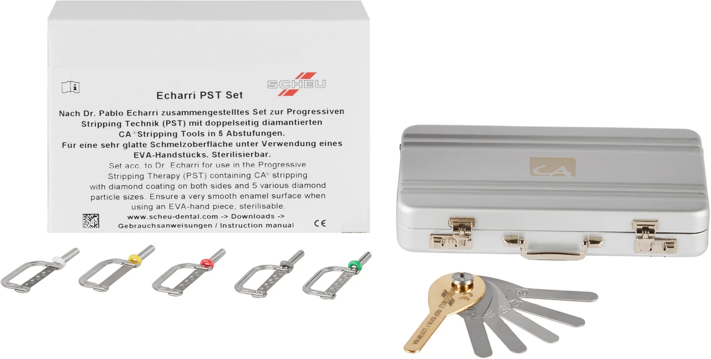 ECHARRI PST Set Koffer-Set Alu-Koffer inklusive 5 Strips (sortiert) doppelseitig diamantiert, 1 Messlehre