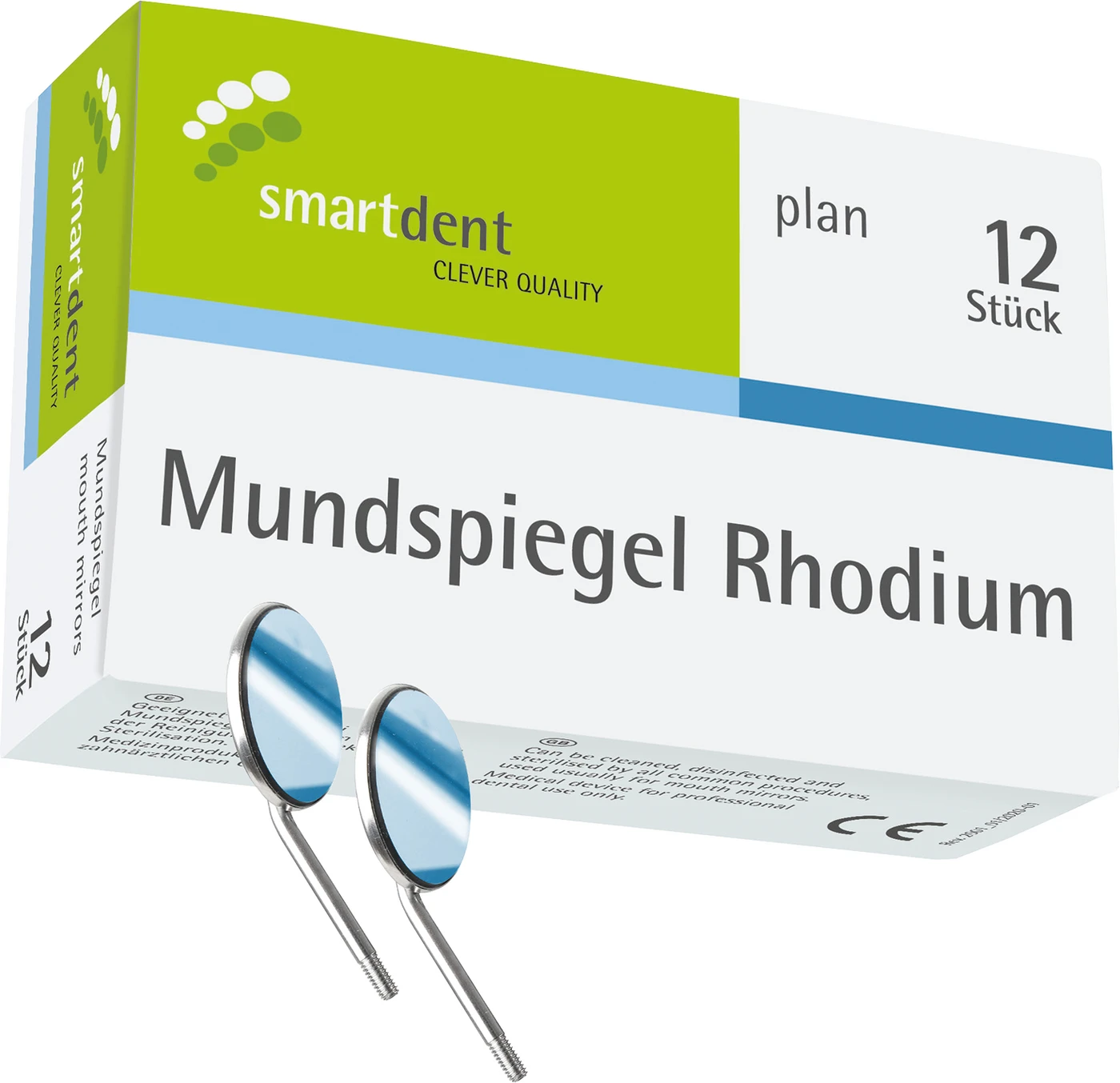 smart Mundspiegel Packung 12 Stück Rhodium Nr. 4 plan