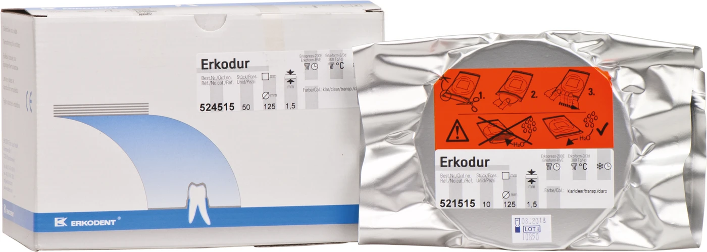 Erkodur Packung 50 Stück klar, Ø 125 mm, Stärke 1,5 mm