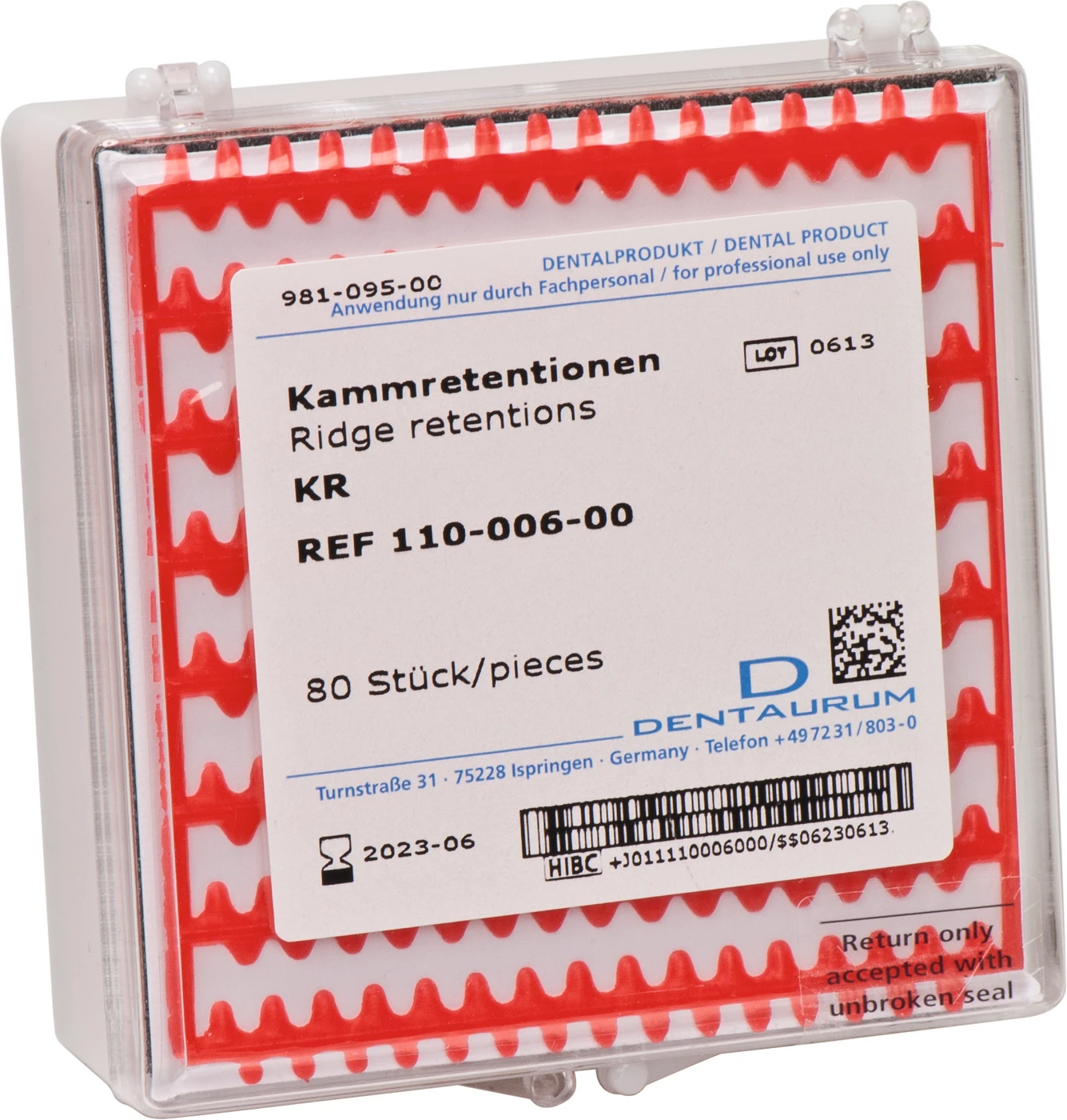 Wachsretention Packung 80 Kammretentionen rot, Standard