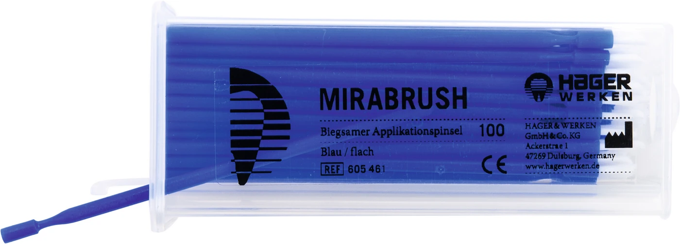 MIRABRUSH® Packung 100 Stück blau, 11 cm, flach