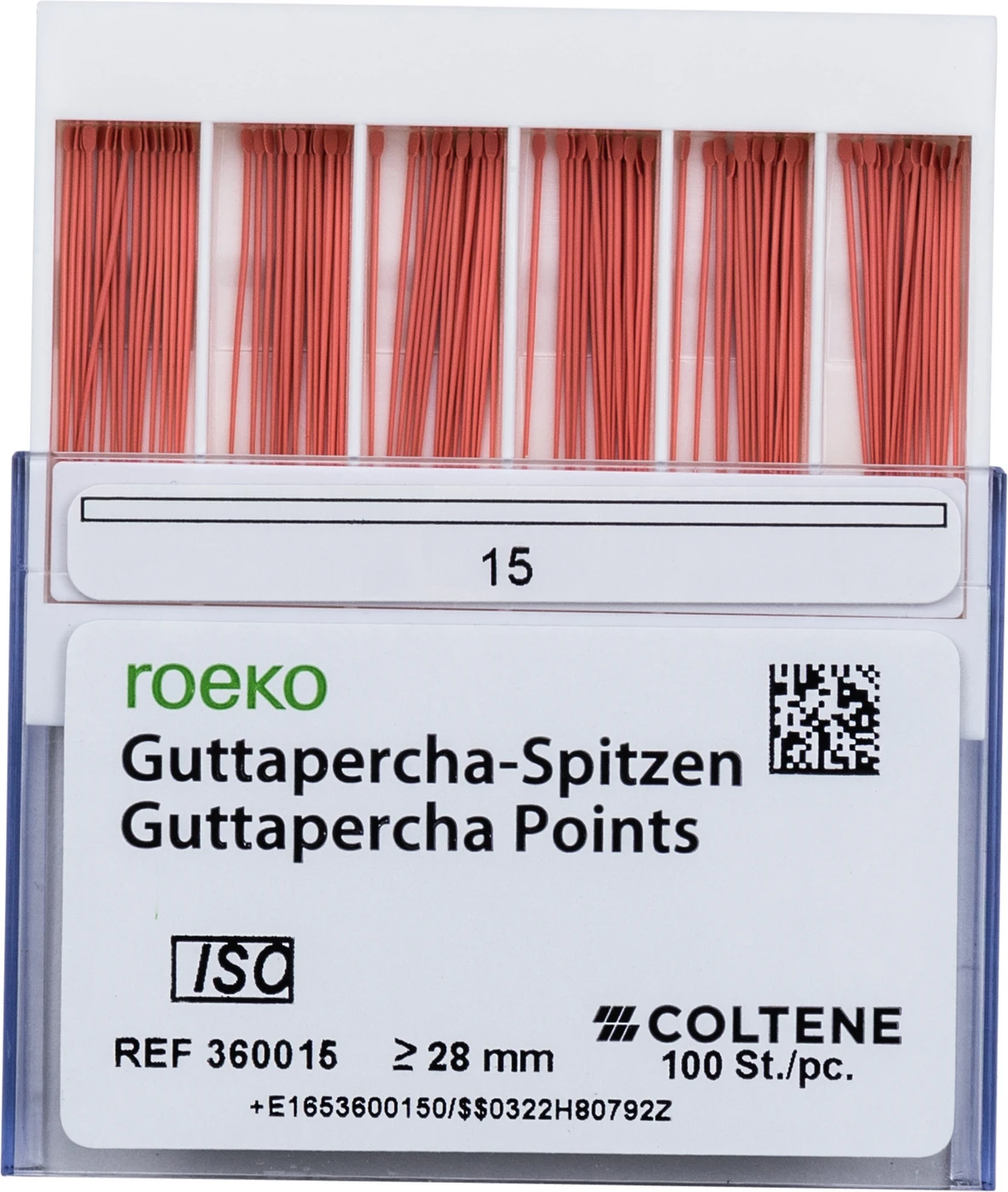 roeko Guttapercha Spitzen Packung 100 Stück ISO 015