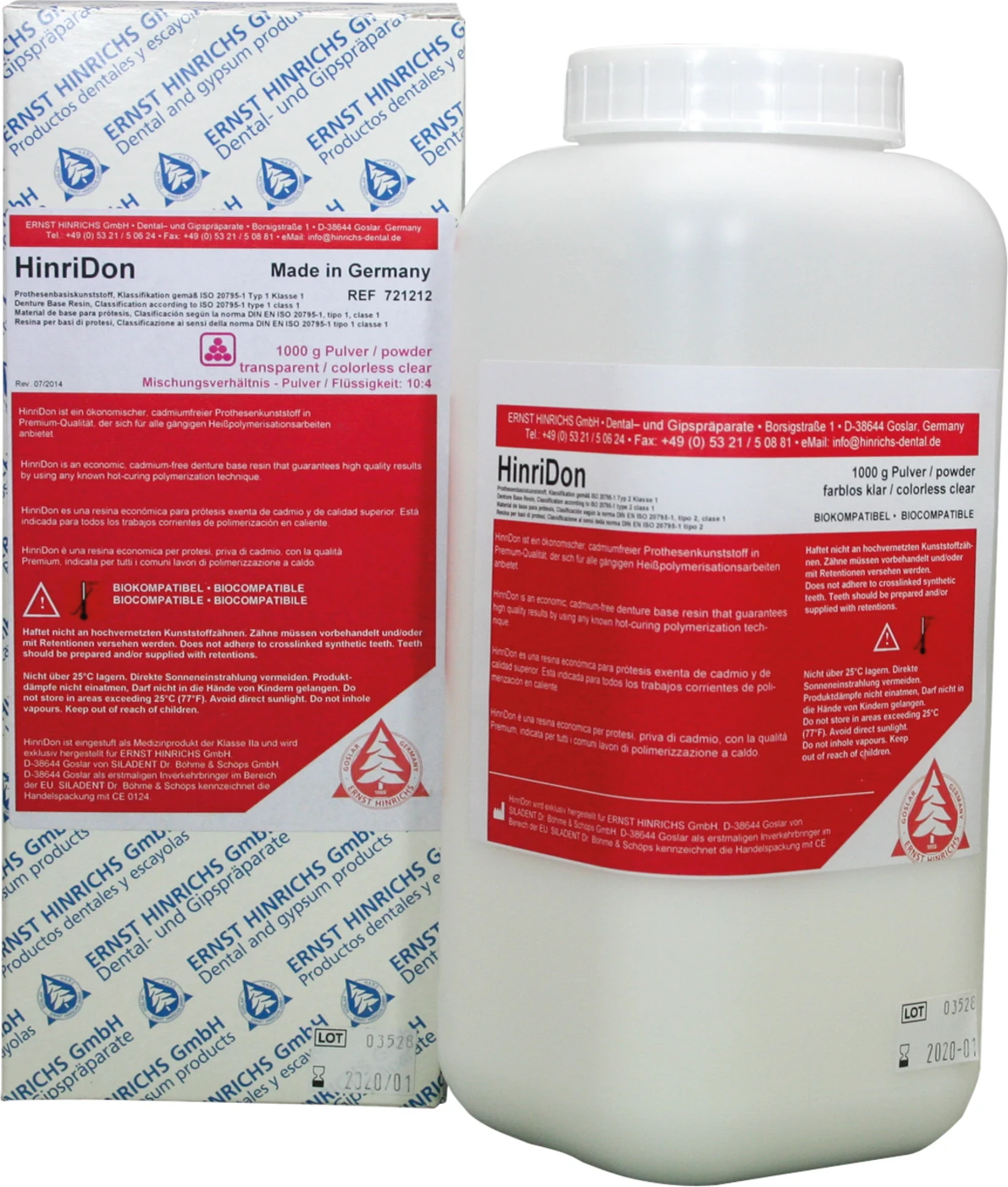 HinriDon Packung 1 kg Pulver, transparent