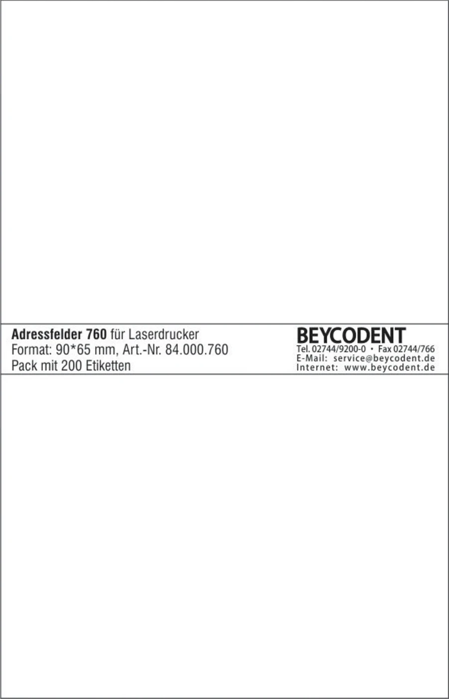 Adressfeld 760 Packung 200 Stück