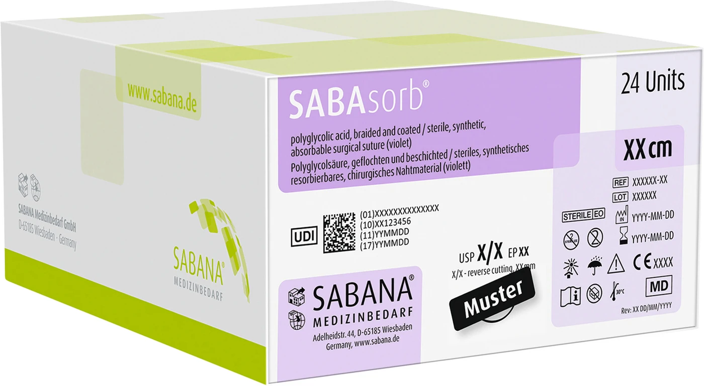 SABAsorb® Packung 24 Stück violett, 45 cm, HS-19, USP 4/0, Stärke 1,5