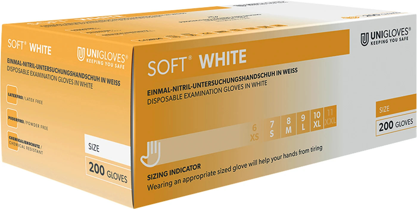 SOFT NITRIL WHITE Packung 200 Stück puderfrei, weiß, L SOFT NITRIL WHITE Packung 200 Stück puderfrei, weiß, L