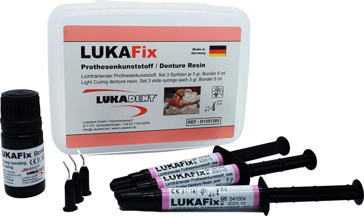 LUKAFix Set 3 x 3 g Spritze rosa, 5 ml Bonder