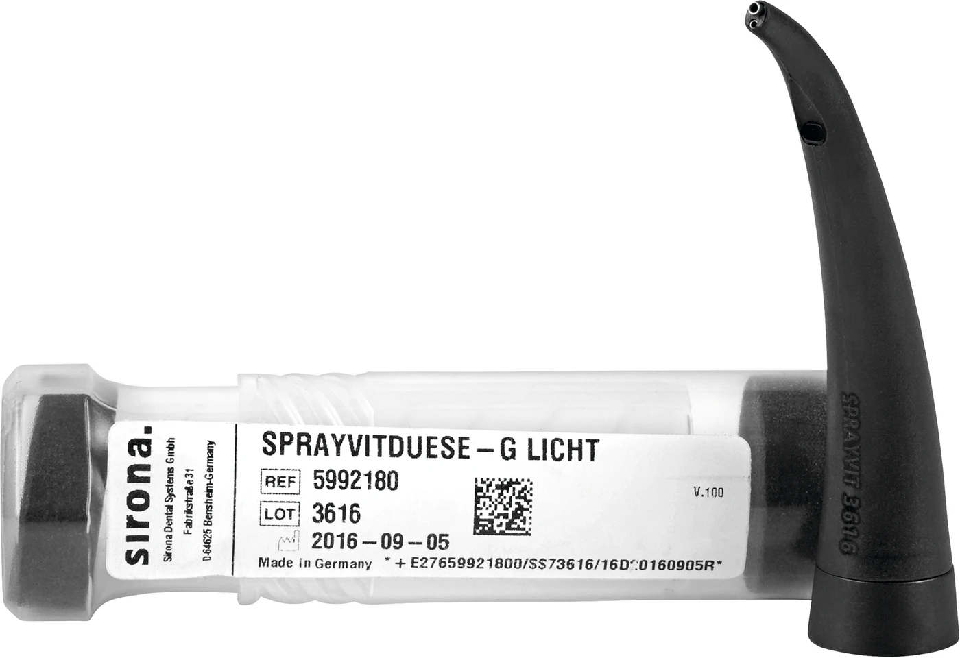 SPRAYVIT Düsen Stück G lang, gebogen, mit Licht