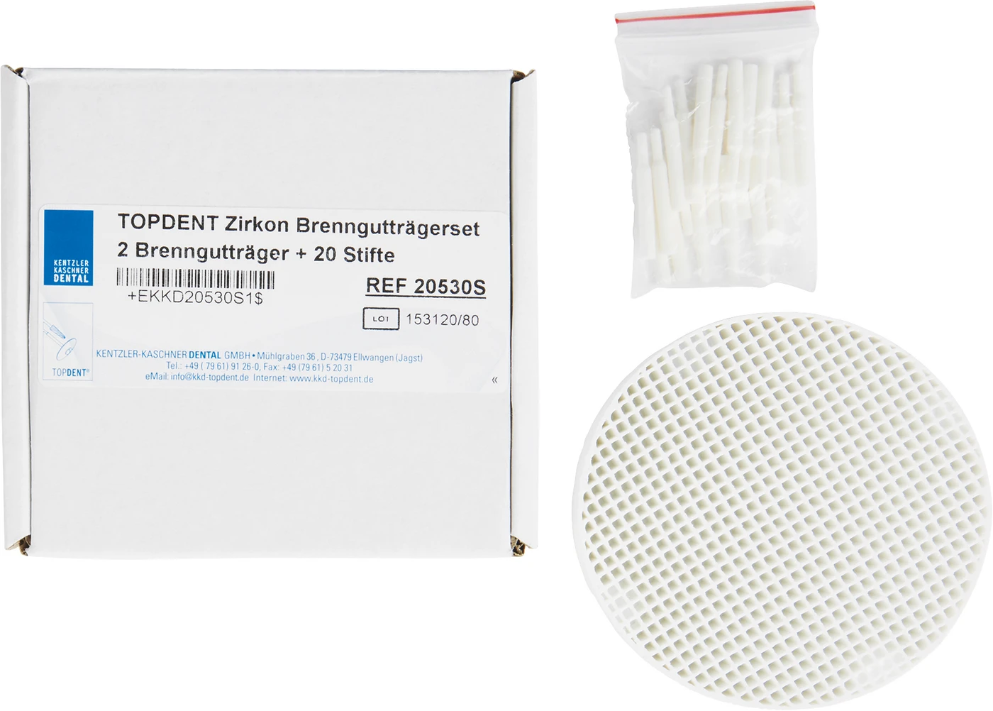 Zirkon Brenngutträger Packung 2 Wabenplatten, 20 Zirkonstifte