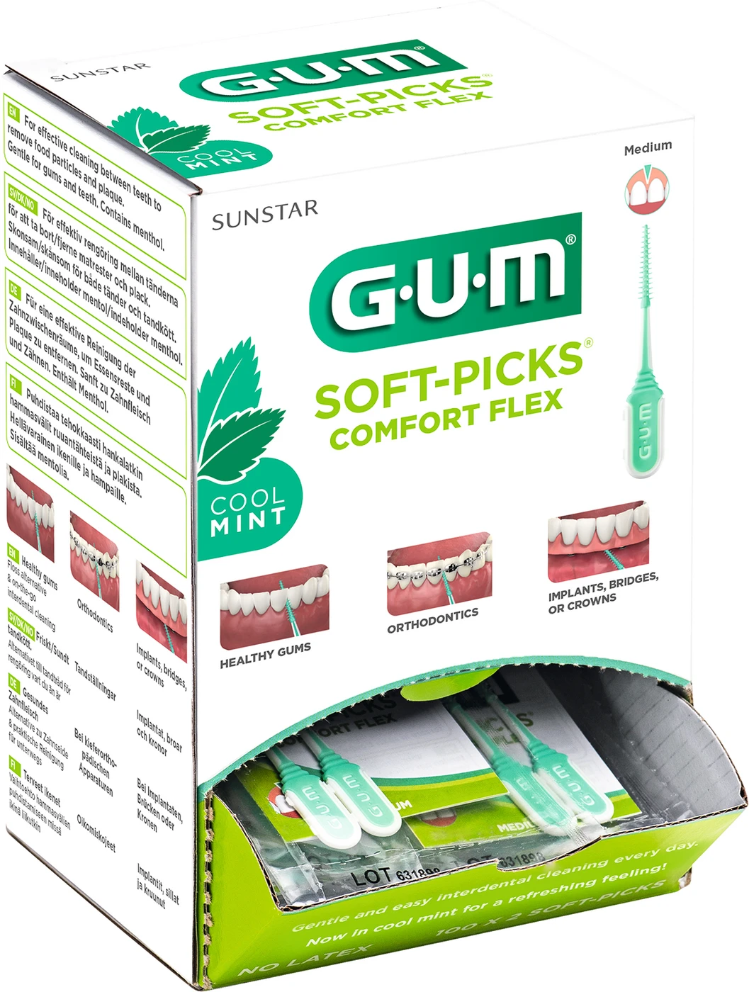 GUM® SOFT-PICKS® COMFORT FLEX Packung 100 x 2 Stück medium, mint GUM® SOFT-PICKS® COMFORT FLEX Packung 100 x 2 Stück medium, mint