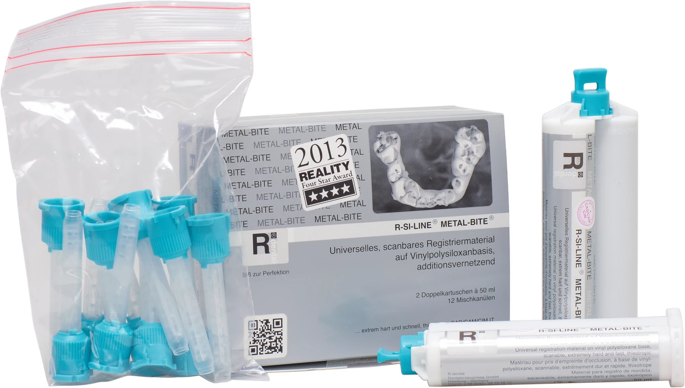 R-SI-LINE® METAL-BITE® Packung 2 x 50 ml Doppelkartusche grau, 12 Mischkanülen SXN