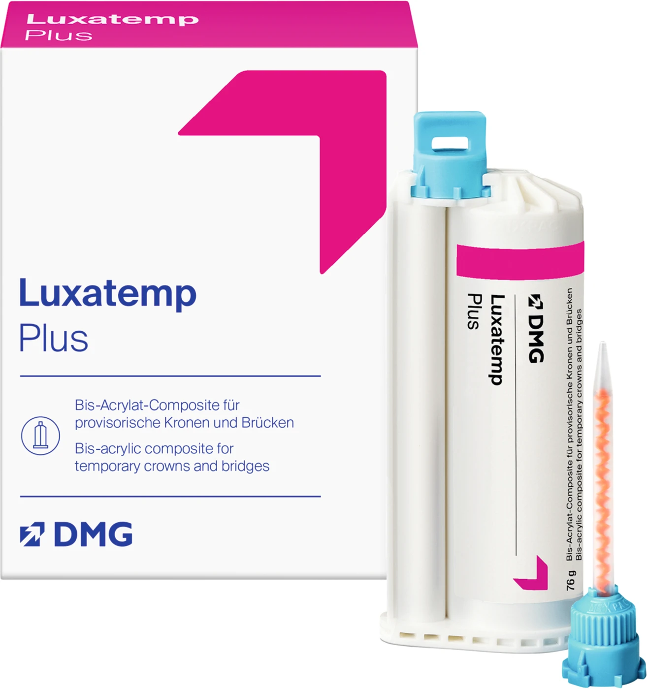 Luxatemp® Plus Nachfüllpackung 76 g Doppelkartusche A1, 15 Automix-Tips