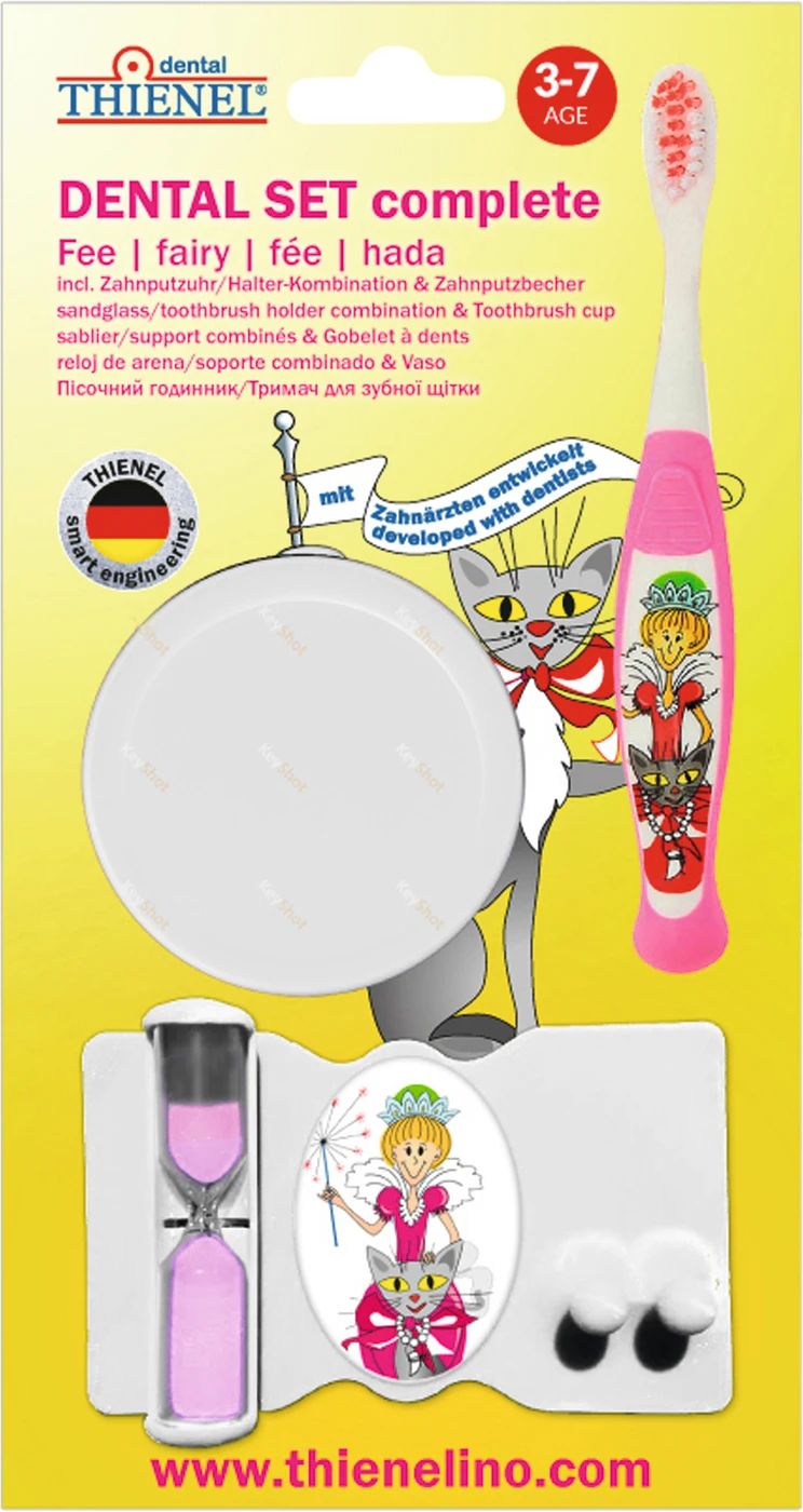 Dental Set complete Packung Zahnfee (1 Zahnbürste, 1 Zahnputzuhr mit Halter 2,5 min, 1 Zahnputzbecher) pink Dental Set complete Packung Zahnfee (1 Zahnbürste, 1 Zahnputzuhr mit Halter 2,5 min, 1 Zahnputzbecher) pink