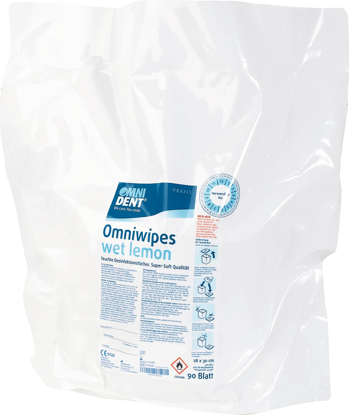 Omniwipes wet Lemon Packung 90 Stück lemon, 28 x 30 cm