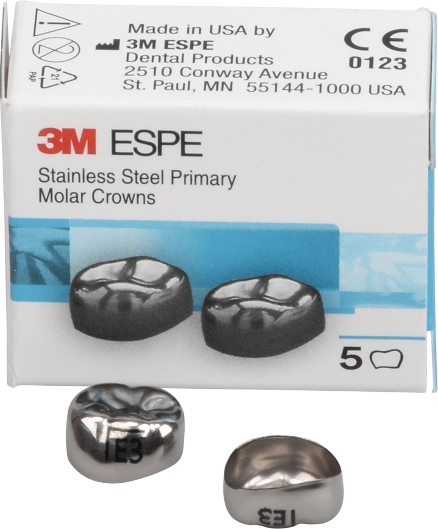 Edelstahlkronen Packung 5 Stück E-LL-3, für Milchmolaren Edelstahlkronen Packung 5 Stück E-LL-3, für Milchmolaren