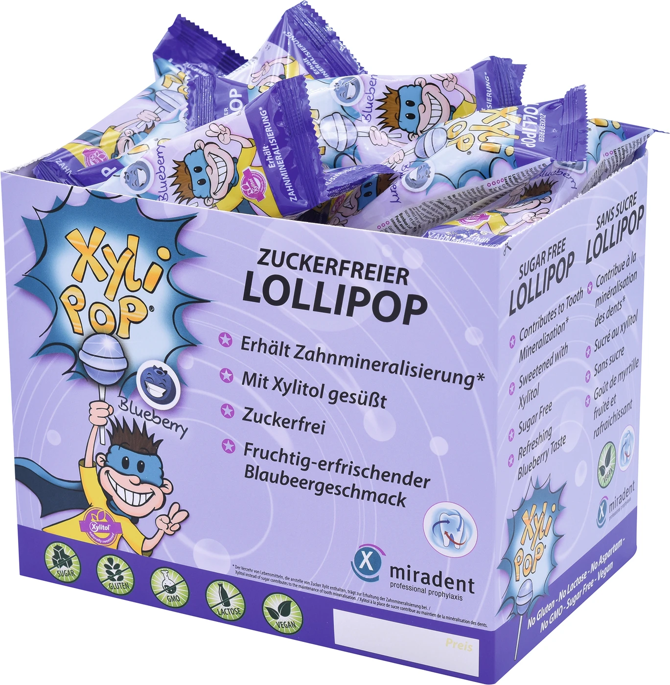 XyliPOP® Lollipop Box 50 x 6 g Stück Blaubeere
