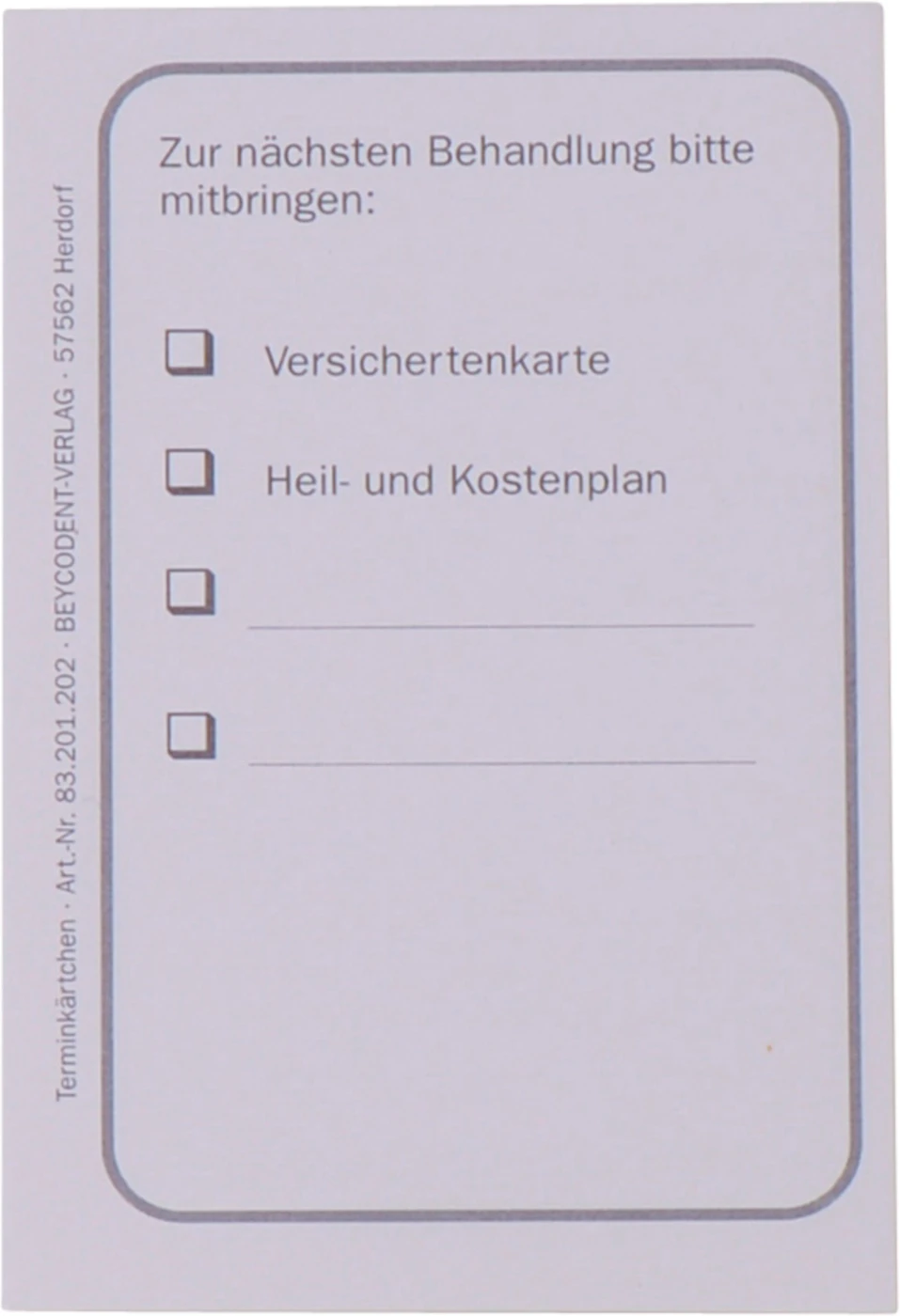 Terminkärtchen neutral Stück 100 Blatt 5,6 x 8,5 cm