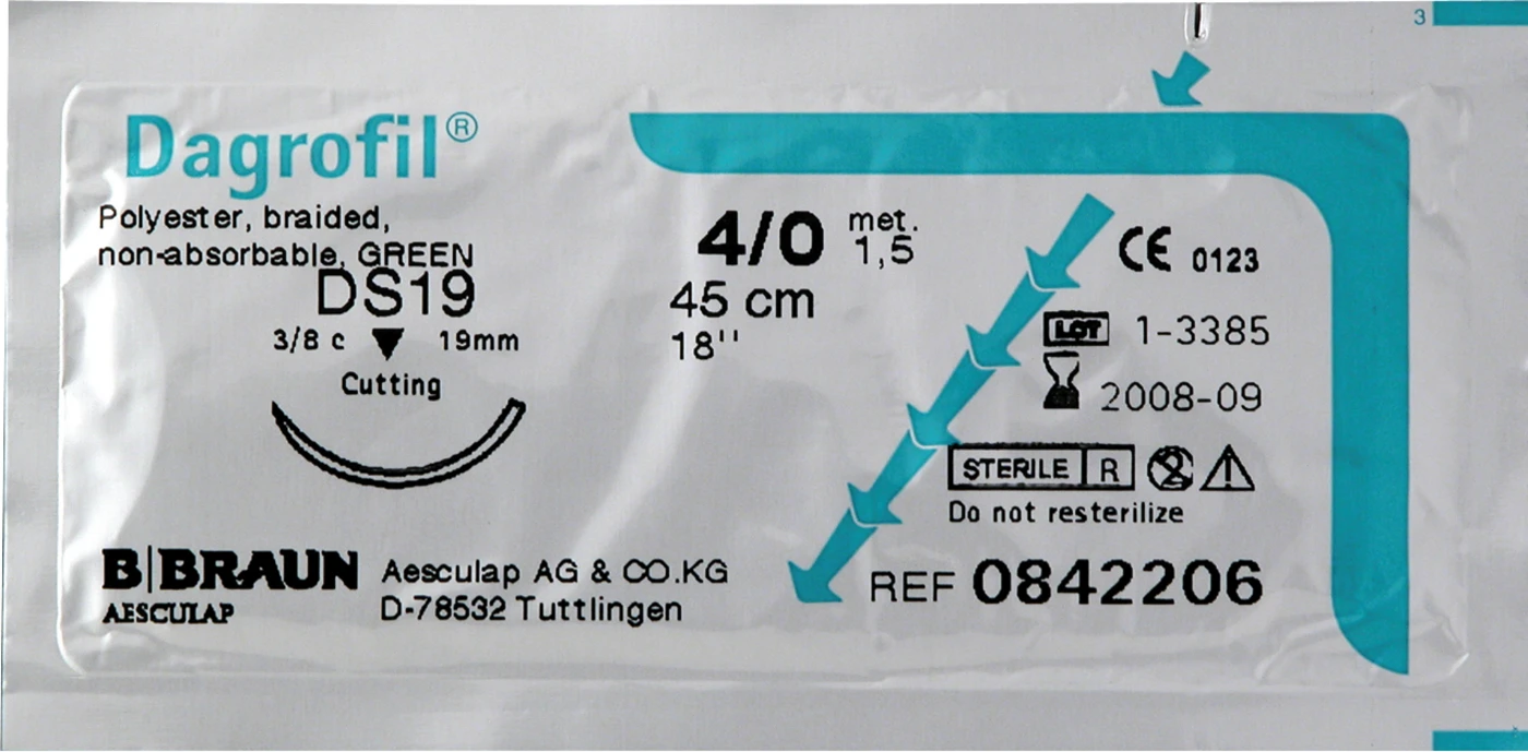 Dagrofil® Packung 12 Stück DS19, USP3/0, 45 cm, grün Dagrofil® Packung 12 Stück DS19, USP3/0, 45 cm, grün