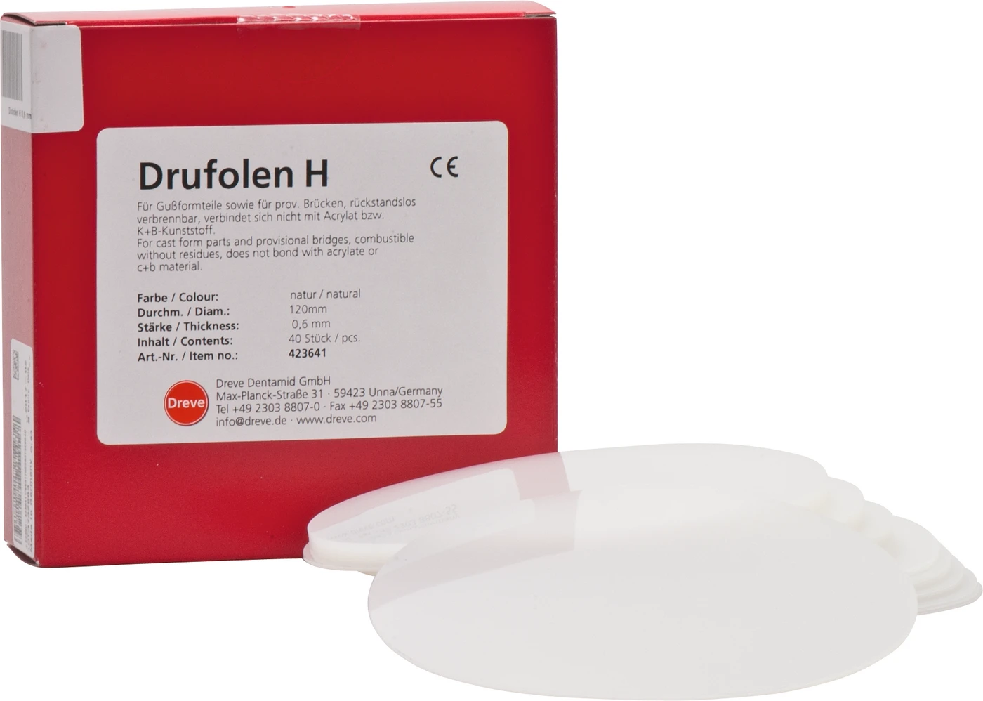 DRUFOLEN H Packung 40 Stück Ø 120 mm, natur, Stärke 0,6 mm