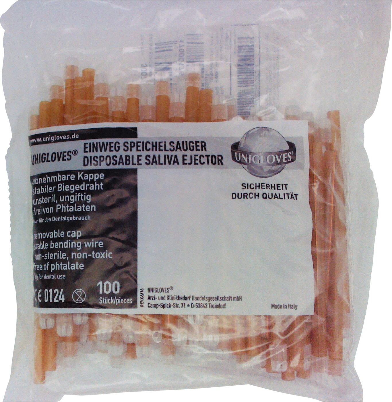 Speichelsauger Packung 100 Stück orange