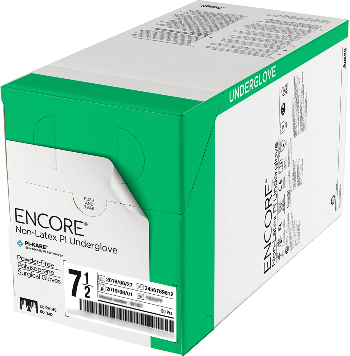 ENCORE® Non-Latex PI Underglove Packung 50 Paar Handschuhe grün, puderfrei, steril, Größe 5,5