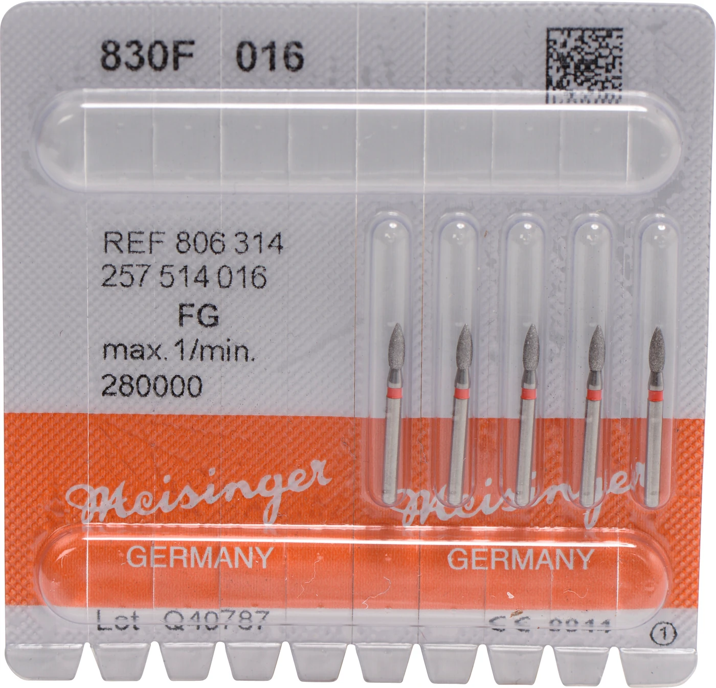 Diamanten 830 Packung 5 Stück rot fein, FG, Figur 257 Birne, 4,5 mm, ISO 016