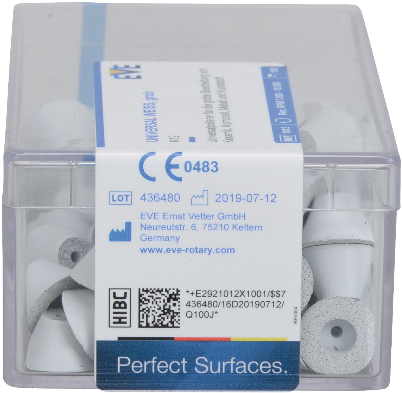 EVE UNIVERSAL Packung 100 Stück unmontiert, weiß grob, Figur umgekehrter Kegel, 12 x 7 mm EVE UNIVERSAL Packung 100 Stück unmontiert, weiß grob, Figur umgekehrter Kegel, 12 x 7 mm