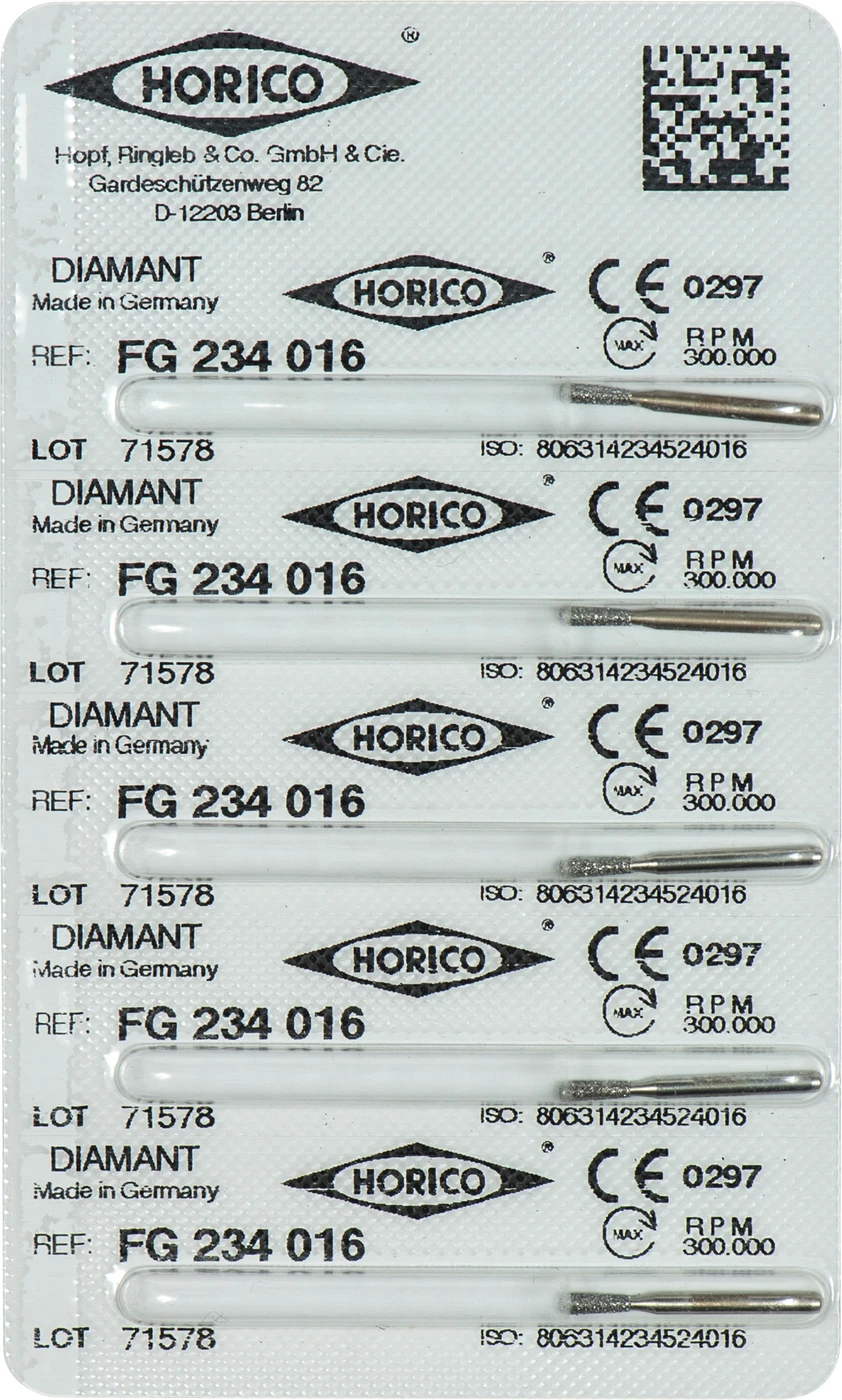 Diamantschleifer 234 Packung 5 Stück FG, Figur 234, 5 mm, ISO 016