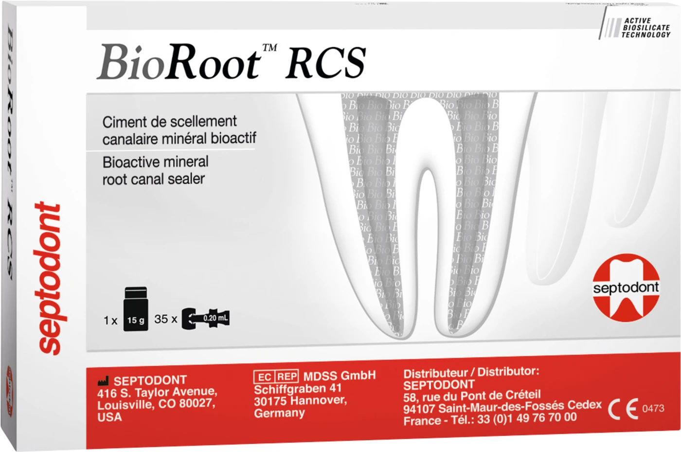 BioRoot™ RCS Packung 15 g Pulver, 35 Einzeldosen (Flüssigkeit)