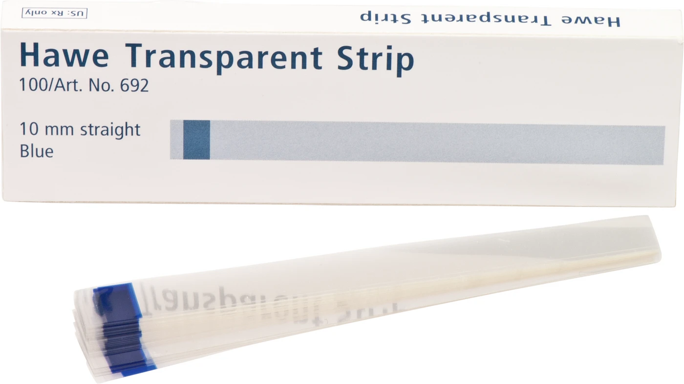 Strips transparent Packung 100 Stück blau, Länge 100 mm, Breite 10 mm, gerade