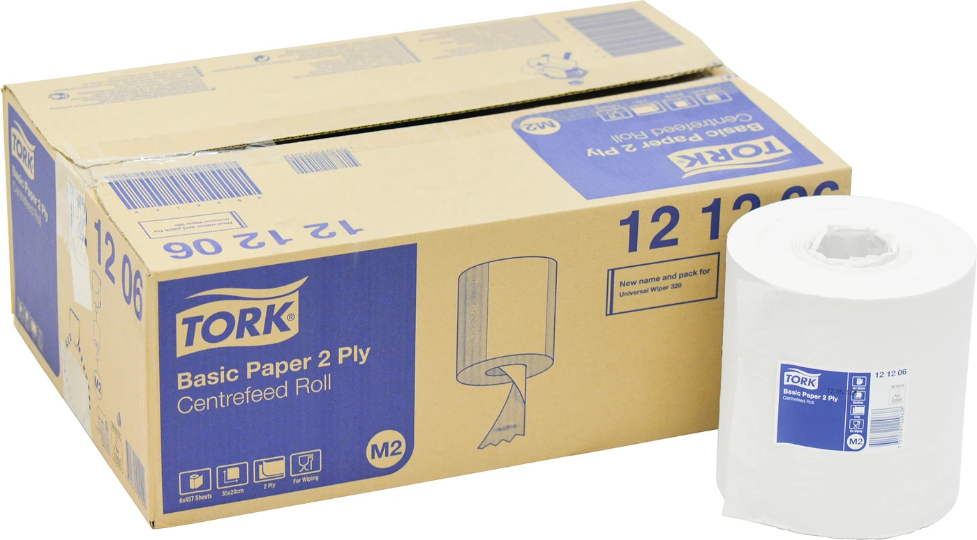 TORK® Standard Papierwischtücher M2 System Packung 6 Rollen 2-lagig, weiß